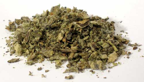 Dried mullein leaf cut for tea from Wolf Moon Azure in a natural and earthy blend