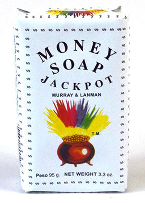 Money Drawing Soap Florida Water by Wolf Moon Azure in a white box with colorful design