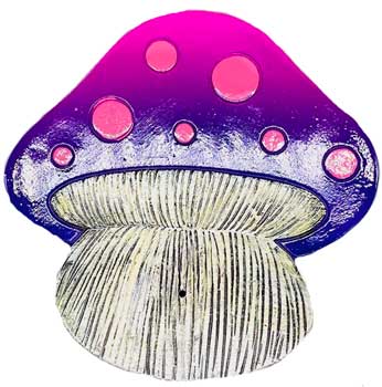 Colorful mushroom incense burner in purple and pink designed for relaxing aromatherapy