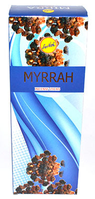 Wolf Moon Azure Myrrh Incense Sticks Box with Elegant Blue Design and Myrrh Scent