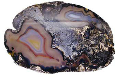 Wolf Moon Azure agate altar tile polished oval agate slab table top with banded colors and druzy edge