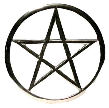 Wolf Moon Azure pentagram altar tile round black metal pentacle table centerpiece decorative altar