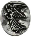 Wolf Moon Azure silver angel pocket stone jewelry oval pendant with engraved praying angel motif