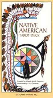 Native American tarot deck book cover featuring traditional feather and geometric artwork