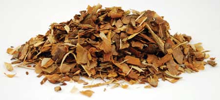Dried white pine bark cut by Wolf Moon Azure in a natural brown hue, ideal for herbal remedies