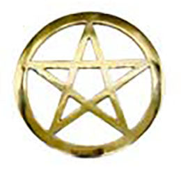 Wolf Moon Azure brass pentagram altar tile decorative round inset for ritual table and altar use