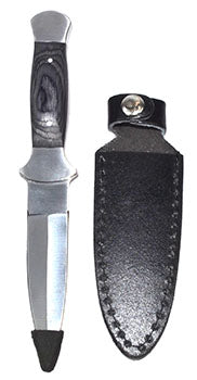 Wolf Moon Azure black wood handle athame dagger with polished steel blade and black leather sheath