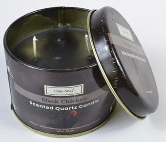Gallina Negra manifestation candle Black Chicken scented quartz candle in a black tin from Wolfmoon store