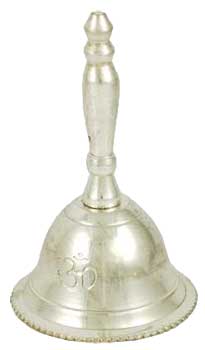Elegant Om altar bell with a polished finish, perfect for meditation and spiritual practices