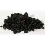 Organic dried elder berries from Wolf Moon Azure in a pile on a white background