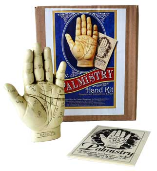 Palmistry hand sculpture kit by Wolf Moon Azure with instructional materials and hand model