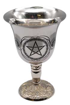 Wolf Moon Azure Pentagram Chalice for rituals with intricate designs and a polished finish