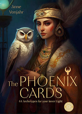 The Phoenix Cards oracle deck featuring a woman with an owl, designed for exploring inner light