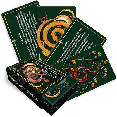 Set of Protection Spell Cards featuring beautifully designed illustrations and instructions for casting spells