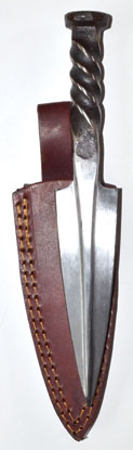 Wolf Moon Azure spear athame for rituals double edged ritual dagger with twisted metal handle and leather sheath