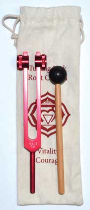 Wolf Moon Azure root chakra tuning fork set with mallet and pouch for sound healing therapy