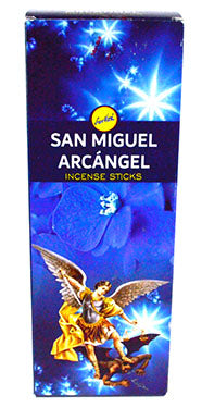 Wolf Moon Azure San Miguel incense sticks packaged with vibrant blue design and angelic imagery