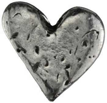 Wolf Moon Azure silver heart pocket stone for healing with textured pitted surface metallic palm stone