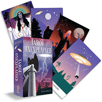 Tarot Unexplained deck by Davezilla with illustrated tarot cards and box from Wolfmoon store