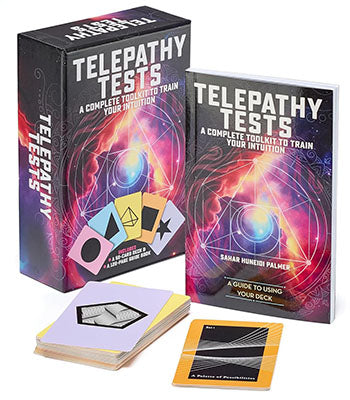 Telepathy test kit book and cards set to train your intuition with colorful design from Wolfmoon store