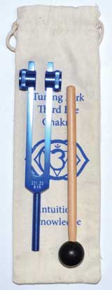 Third Eye Tuning Fork set by Wolf Moon Azure with carrying pouch and striking mallet for sound healing