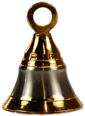Two tone brass altar bell featuring a shiny gold and silver finish for spiritual practices