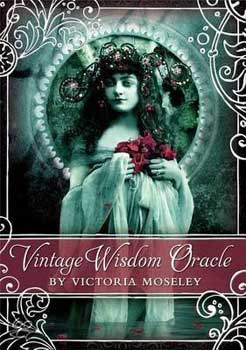 Vintage Wisdom Oracle book by Victoria Moseley with vintage green goddess cover art from Wolfmoon store