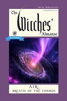 Wolf Moon Azure book cover Witches Almanac 2025-2026 purple cover with galaxy vortex art Air Breath of the Cosmos