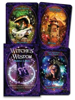 Witches' Wisdom oracle cards featuring beautiful illustrations and mystical themes